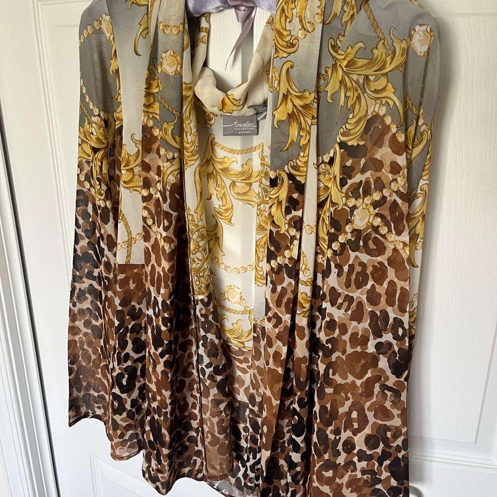 Leopard and Baroque Print Blazer in Brown and Gold